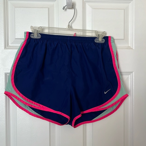 Nike Pants - Nike Dri-Fit Women’s Running Shorts, Large (L), Dark Blue and Mint w/ pink trim